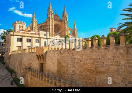 La Seu Cathedral, Palma de Mallorca, Maiorca, isole Baleari, Spagna, Europa Foto Stock