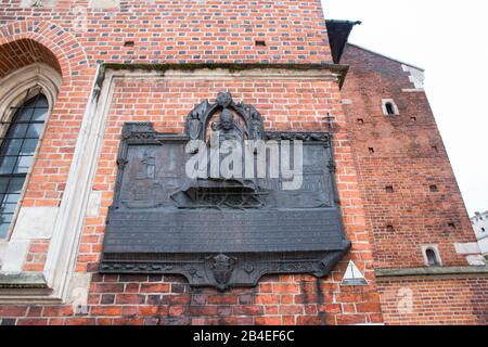 Papa Giovanni Paolo Ii, Lapide Commemorativa, Basilica Di Santa Maria, Città Vecchia Di Cracovia, Polonia Foto Stock