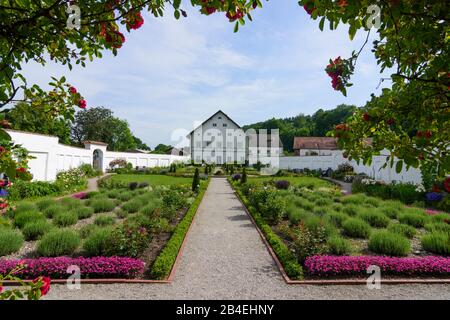 Schäftlarn, Abbazia Di Schäftlarn (Kloster Schäftlarn), Giardino Di Herb A Oberbayern, Münchner Umland, Alta Baviera, Baviera / Baviera, Germania Foto Stock