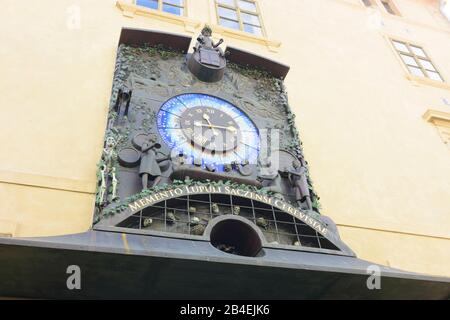 Zatec (Saaz), Orologio Astronomico Hop a Chram chmele a piva (tempio Hop e birra) in Ustecky, regione Aussiger, Usti nad Labem Regione, ceco Foto Stock