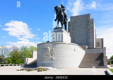 Praha, Monumento Nazionale a Vitkov, terza statua equestre in bronzo più grande del mondo di jan Zizka a Praha, Prag, Praga, ceco Foto Stock