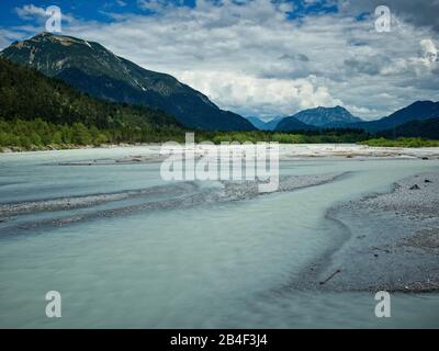 Lech, Tirolo, Austria, Alpi Lechtal, Valle Lech Tirolese, Parco Naturale Lech Tirolese Foto Stock