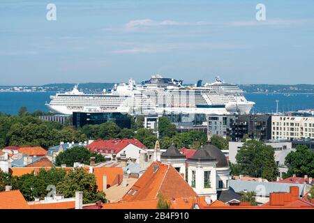 Estland, Tallinn, Blick Vom Rathaus Richtung Hafen, Kreuzfahrt-Terminal Foto Stock