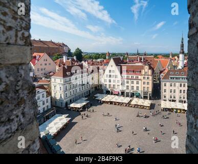 Estland, Tallinn, Blick Vom Rathaus Richtung Altstadt Und Rathausplatz, Panorama Foto Stock