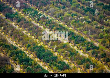 Veduta aerea del deposito di munizioni Centro di approvvigionamento Di Munizioni a ovest della Bundeswehr, ex munizioni dell'esercito Wulfen Munizioni Muna a Dorsten nella zona della Ruhr nello Stato federale del Nord Reno-Westfalia, Germania Foto Stock