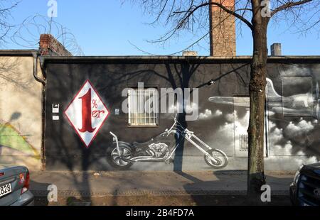 Clubhaus, Hells Angels, Streustrasse, Weissensee, Berlin, Deutschland Foto Stock