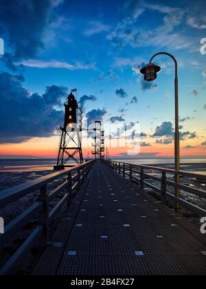 Faro Oberersverand, Oberersverand, Dorum Neufeld, Dorum, Wurster North Sea Coast, Cuxhaven Distretto, Bassa Sassonia, Germania Foto Stock