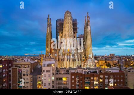 La Sagrada Familia a Barcellona, Spagna Foto Stock