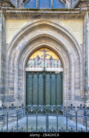 Chiesa del Castello, Thesenür, porta della chiesa, tesi, Lutherstadt, Wittenberg, Sassonia-Anhalt, Germania Foto Stock