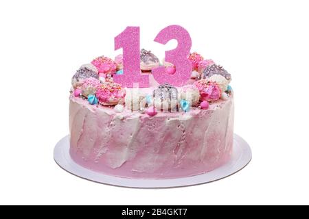 Una torta di compleanno per una ragazza di tredici Foto Stock