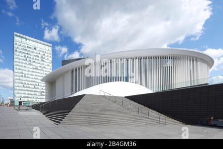 Grattacieli, Philharmonie, Place De L'Europe, Europaviertel, Kirchberg Plateau, Lussemburgo, Europa Foto Stock