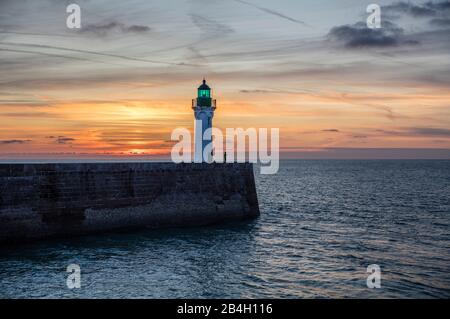 Normandia, faro, Manica, tramonto, tramonto, tramonto, Foto Stock