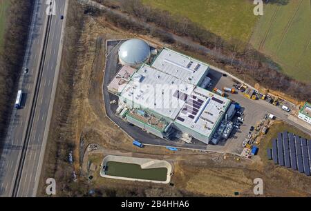 , centrale di biomassa all'autostrada A44 a Witten-Annen, 27.03.2013, vista aerea, Germania, Renania settentrionale-Vestfalia, Ruhr Area, Witten Foto Stock