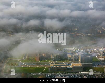 , Krupp-Guertel in via Altendorfer nel distretto Westviertel di Essen, sede della ThyssenKrupp AG, vista aerea, Germania, Renania Settentrionale-Vestfalia, Area della Ruhr, Essen Foto Stock