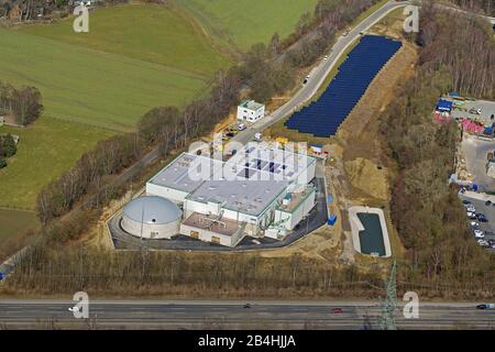 , centrale di biomassa all'autostrada A44 a Witten-Annen, 27.03.2013, vista aerea, Germania, Renania settentrionale-Vestfalia, Ruhr Area, Witten Foto Stock