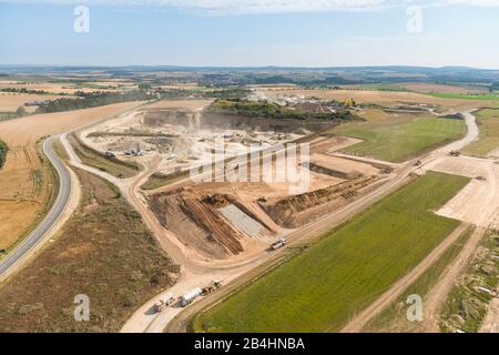 Veduta aerea di una cava di pietra calcarea nei pressi di Kassel Foto Stock