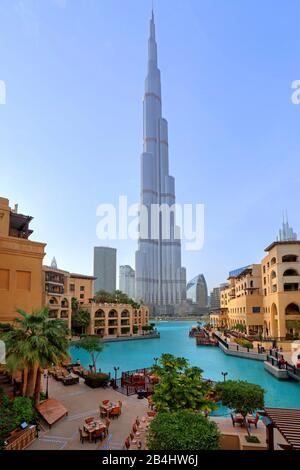 Burj Khalifa 828m Al Burj Lake In Downtown, Dubai, Golfo Persico, Emirati Arabi Uniti Foto Stock