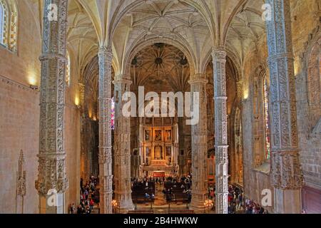 Cuore della chiesa del monastero di Jeronimos, Lisbona, Portogallo Foto Stock