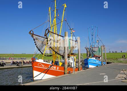 Kutterhafen Am Dorumer Tief A Dorum-Neufeld, Località Del Mare Del Nord Dorum, Land Wursten, Estuario Del Weser, Mare Del Nord, Costa Del Mare Del Nord, Parco Nazionale Niedersächsisches Wattenmeer, Bassa Sassonia, Germania Foto Stock