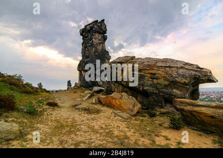 Germania, Sassonia-Anhalt, Weddersleben, Teufelsmauer, Parco Nazionale Di Harz. Foto Stock