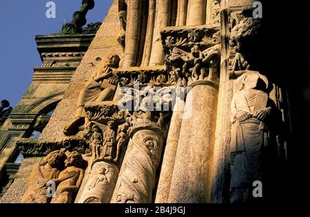 Particolare del fronte Sud dalla Cattedrale di Santiago, Compostela, (Coruna) Spagna, Foto Stock