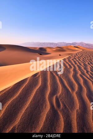 Usa, Stati Uniti D'America, Nevada, Death Valley National Park, Mesquite Sand Dunes, Sierra Nevada, California Foto Stock
