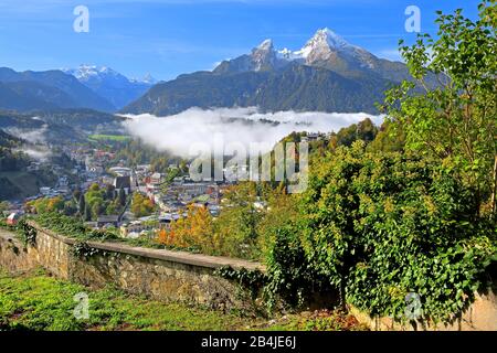 Indagine sul sito del centro contro Funtenseetauern (2579m), Schönfeldspitze (2653m) e Watzmann (2713m), Berchtesgaden, Berchtesgadener Land, alta Baviera, Baviera, Germania Foto Stock