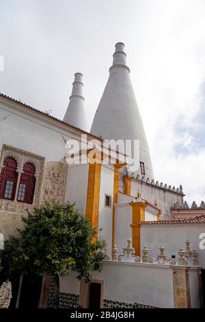 Europa, Portogallo, Regione Di Lisbona, Sintra, Palacio Nacional De Sintra, Palazzo Nazionale Di Sintra Foto Stock