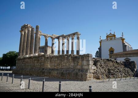 Europa, Portogallo, Regione Dell'Alentejo, Evora, Templo De Diana, Tempio Di Diana, Tempio Romano Foto Stock