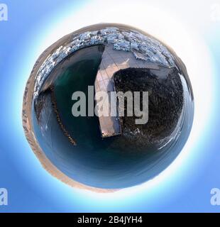 Panorama della sfera, Caleta de Famara, fuco fucilato, Lanzarote, Isole Canarie, Spagna Foto Stock