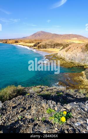 Playa de la Cera e Playa del Pozo, spiagge Papagayo, Playas de Papagayo, Parco Naturale Los Ajaches, vicino Playa Blanca, Lanzarote, Isole Canarie, Spagna Foto Stock