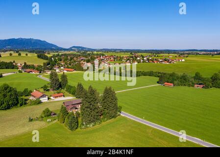 Greiling, Tölzer Land, Vista Aerea, Alta Baviera, Germania Foto Stock