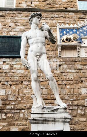 Sculture antiche in Piazza della Signoria a Firenze, Regione Toscana, Italia. Foto Stock