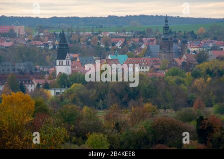 Germania, Sassonia-Anhalt, Eisleben, vista della Lutherstadt Eisleben. Foto Stock