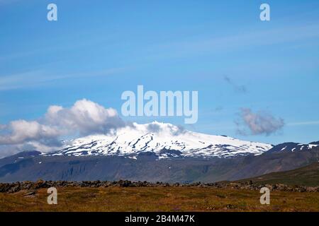 Snæfellsjökull-Nationalpark, Berge, Schnee, Lavafeld, Isola Foto Stock