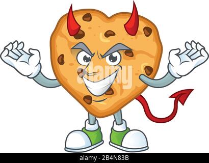 Immagine cartoon di chip di cioccolato amore nel diavolo cartone animato personaggio design Illustrazione Vettoriale