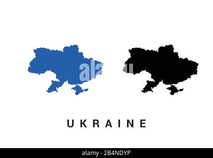 Mappa di Ucraina colore blu e nero su sfondo bianco Illustrazione Vettoriale