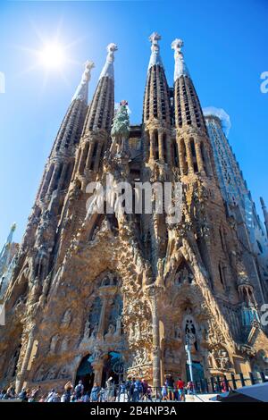 Spagna, Catalogna, Barcellona, La Sagrada Familia Di Gaudi Foto Stock