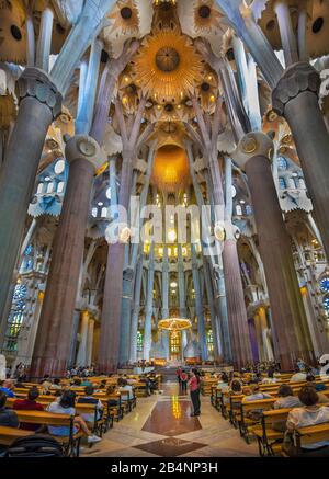 Spagna, Catalogna, Barcellona, La Sagrada Familia Di Gaudi Foto Stock