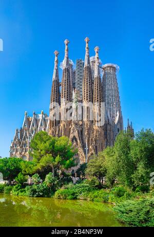 Spagna, Catalogna, Barcellona, La Sagrada Familia Di Gaudi Foto Stock