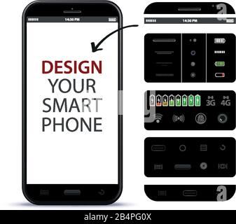 Elementi di progettazione vettoriali per telefoni cellulari Illustrazione Vettoriale