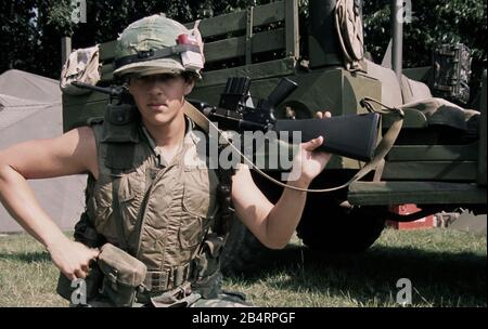 Us Rifleman Vietnam 1968 Reenactor Foto Stock