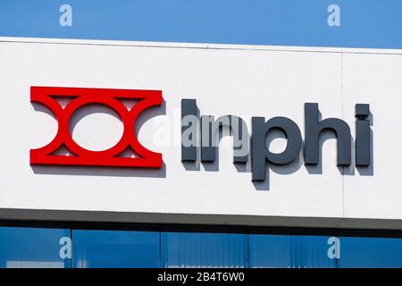 27 febbraio 2020 Santa Clara / CA / USA - logo Inphi presso la loro sede centrale in Silicon Valley; Inphi Corporation è una società americana che produce semic Foto Stock