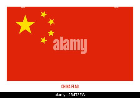 Illustrazione Del Vettore Di Bandiera Della Cina Sullo Sfondo Bianco. Bandiera Nazionale Cinese. Foto Stock