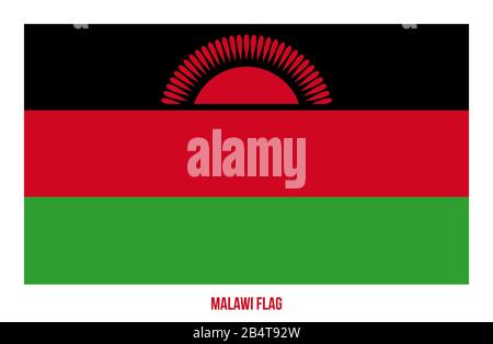 Illustrazione Vettore Bandiera Malawi Su Sfondo Bianco. Bandiera Nazionale Del Malawi. Foto Stock