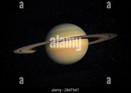 Pianeta Saturno nel cielo stellato del sistema solare nello spazio. Questo elemento di immagine fornito dalla NASA. Foto Stock