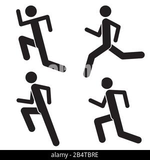 Set Di Icone Uomo In Esecuzione. Stile Di Vita Sano. Stampatore Maschio. Jogging Athlete. Maratona Per Persone. Logo Walking Sportsman Illustrazione Vettoriale