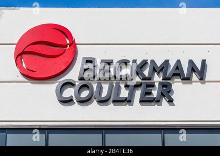 27 febbraio 2020 San Jose / CA / USA - Beckman Coulter Inc sede in Silicon Valley; Beckman Coulter sviluppa, produce e commercializza prodotti a. Foto Stock