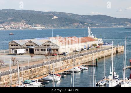 Vigo, Spagna - 24 gennaio 2020: Casa Pepe nave chandler magazzino azienda il 24 gennaio 2020 al transatlantico molo di Vigo città, Pontevedra, Spagna. Foto Stock