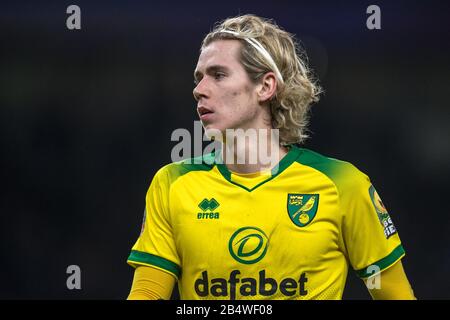 Londra, INGHILTERRA - MARZO 04: Todd Cantwell di Norwich City durante la Fifth Round della fa Cup, partita tra Tottenham Hotspur e Norwich City a Tottenham Foto Stock